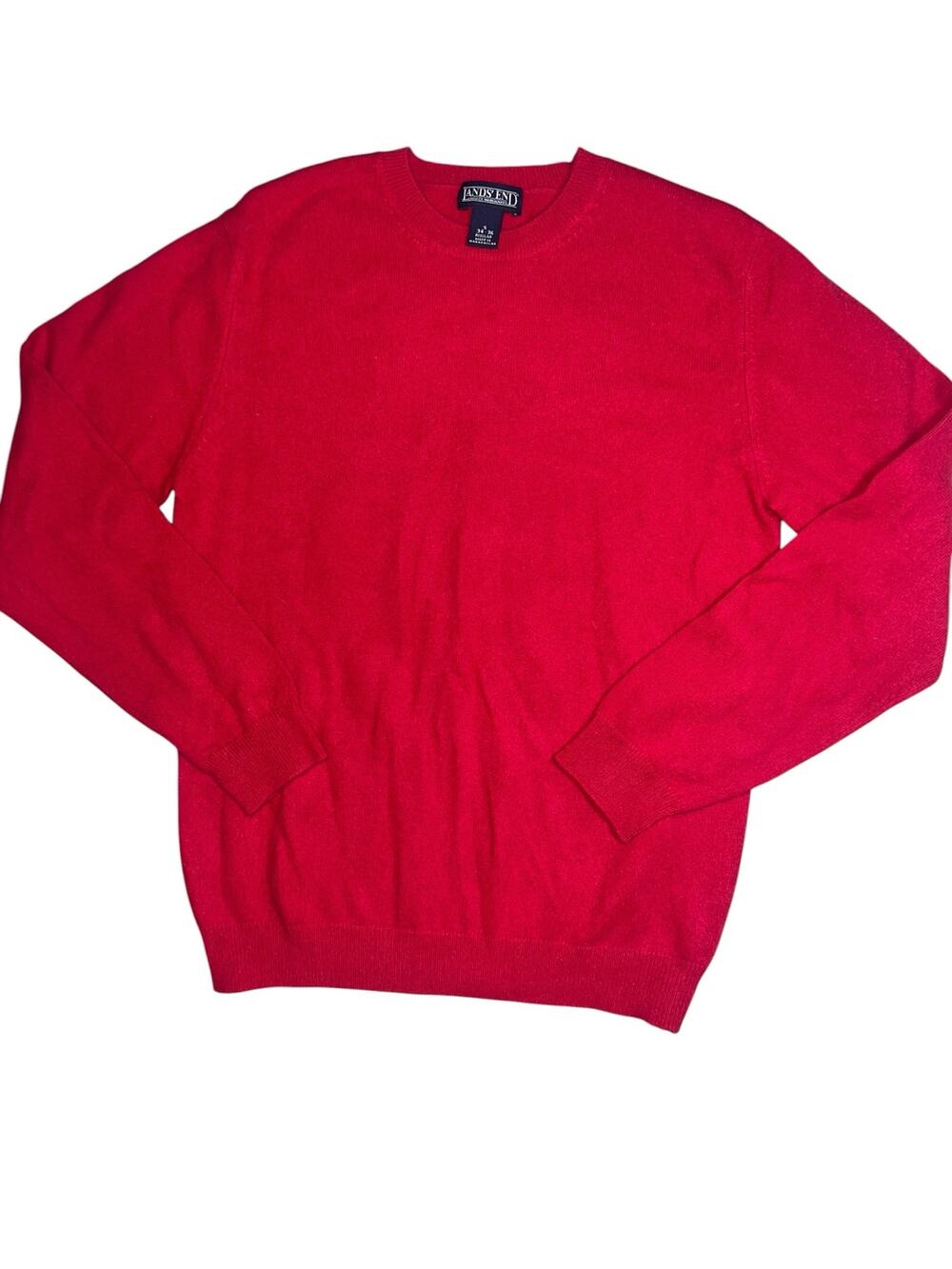 Lands' End vintage red cashmere sweater preppy crewneck men's size small